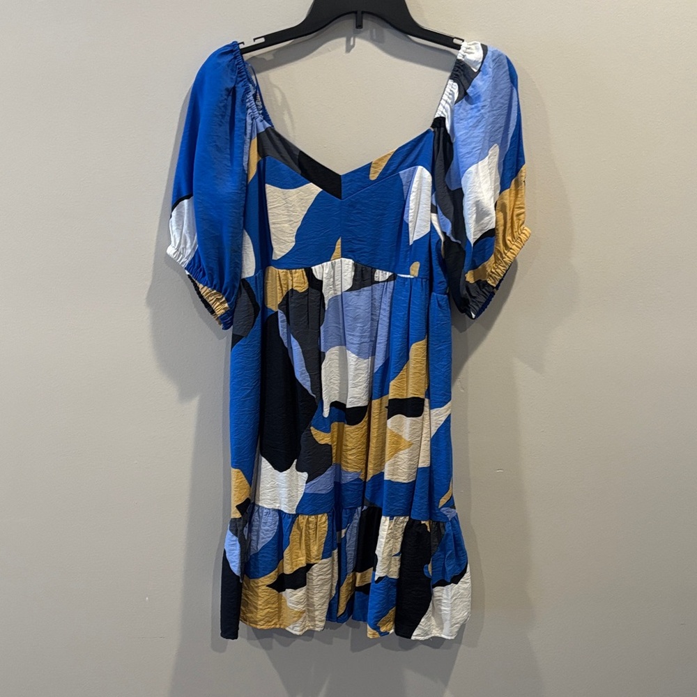 Nine West Blue and Gold mini babydoll Dress